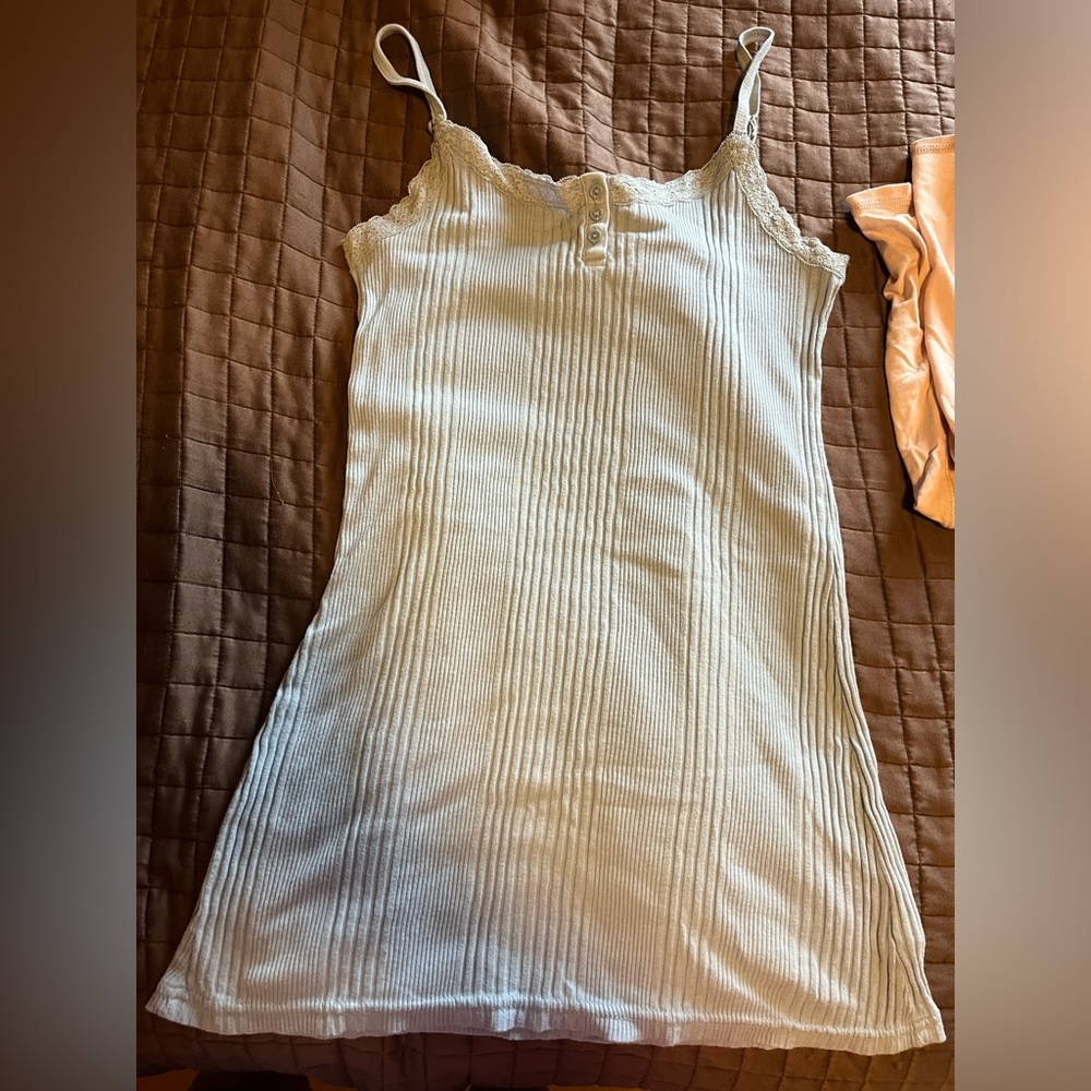 Textured light blue tank top large